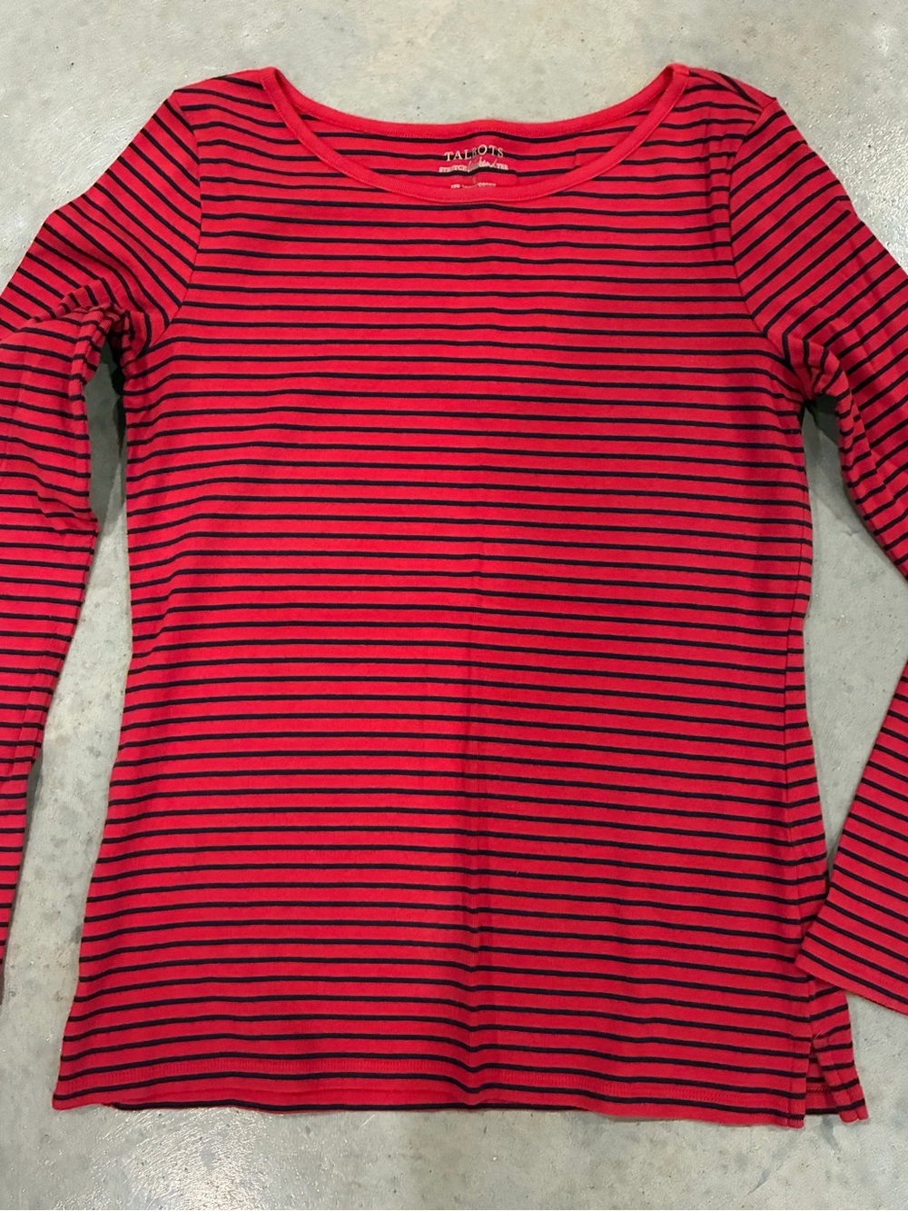 Talbots Red with Black Stripe Long-Sleeve Tee